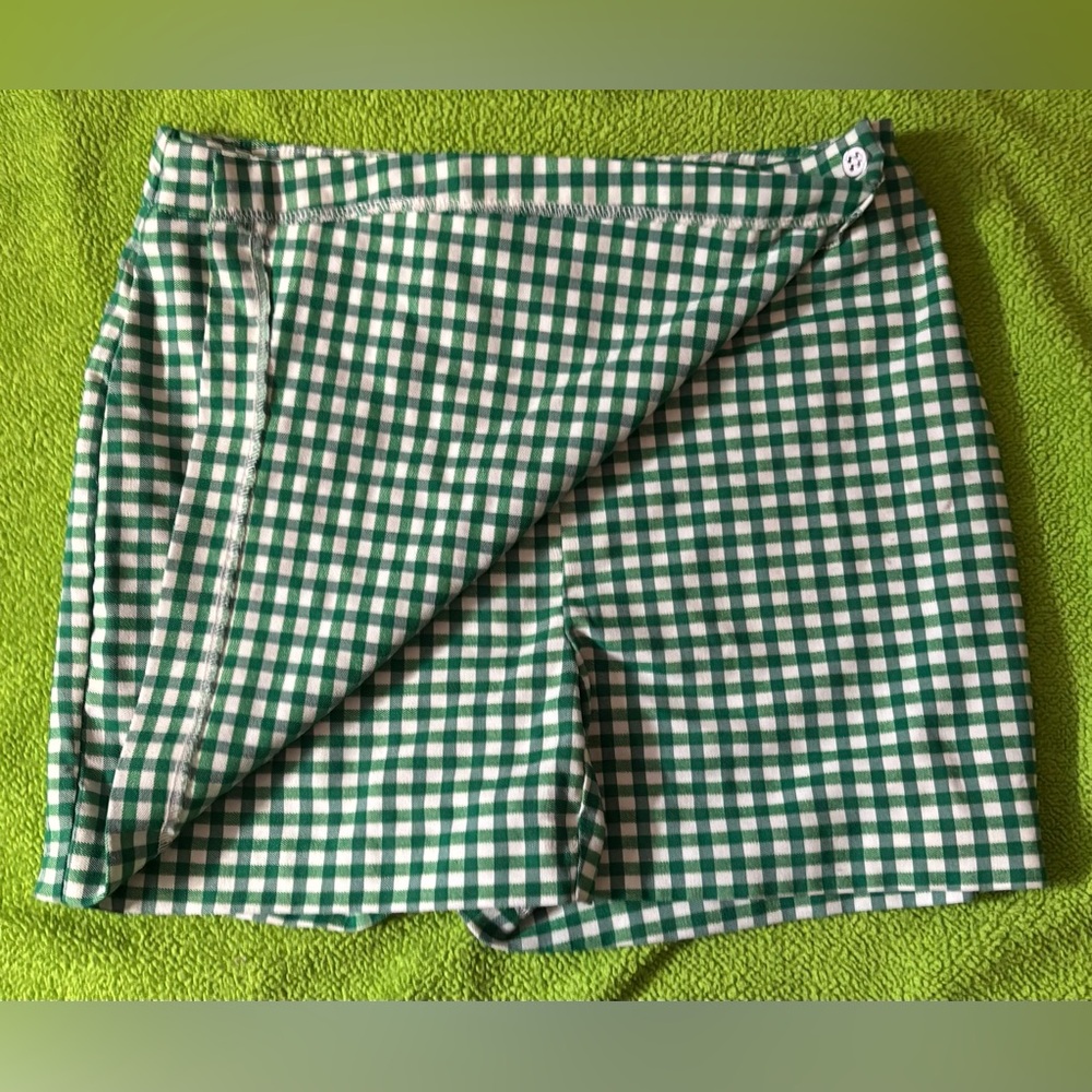 JULES & LEOPOLD•GREEN/WHITE CHECKERED SKORT.